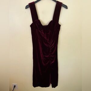 Cider Burgundy Velour Bodice Style Dress Leg Slit Size XL Holiday Christmas